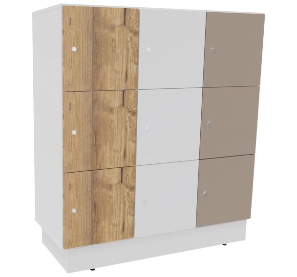 Meuble à casier Eko portes standard serrure à clé socle bois Buronomic