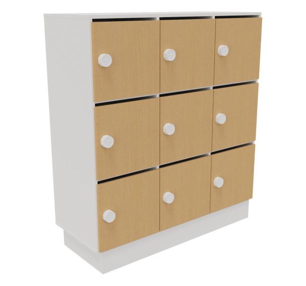 Meuble à casier Eko portes tri courrier serrure à code socle bois Buronomic