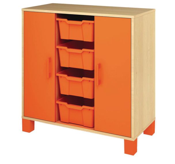Meuble bas Confetti avec pieds - 4 bacs et portes
