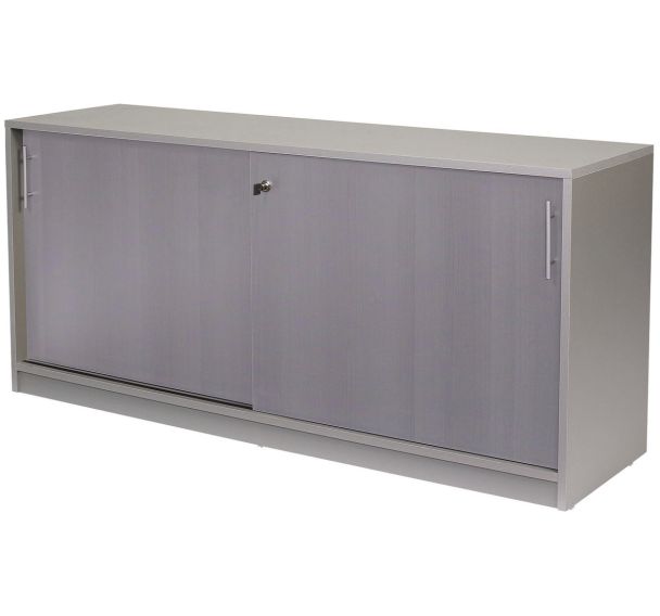 Meuble bas Majix 2 portes coulissantes coloris chêne gris/aluminium