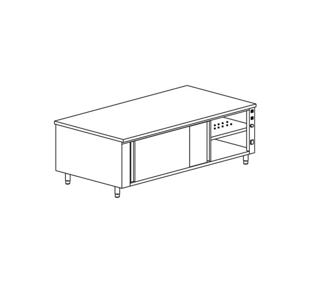Meuble chauffant central avec 2 portes coulissantes gamme 600- MRC166/1