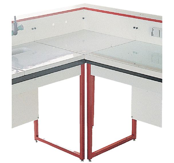 Meuble d'angle modulaire pour laboratoire - Verre émaillé - Avec dosseret
