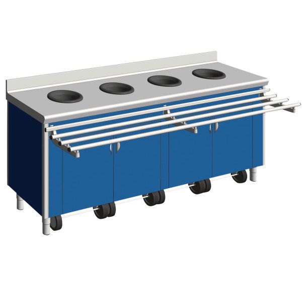 Meuble de pré-tri mural p/adulte, avec 4 trous vide-déchet + porte-sac