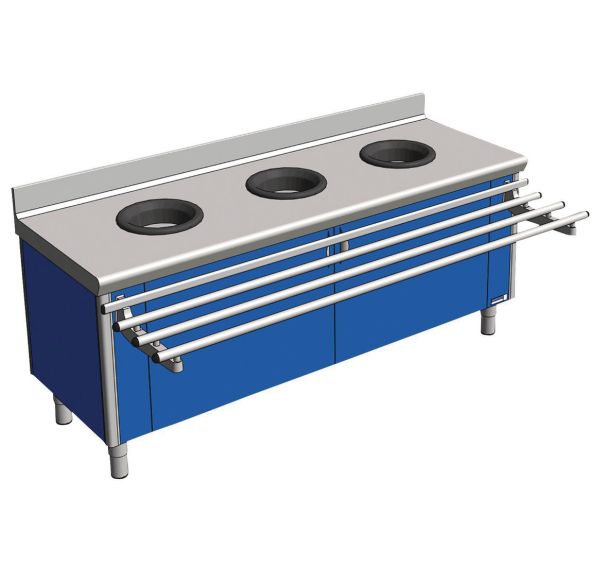 Meuble de pré-tri mural p/enfant, équipé de 3 trous vide déchets