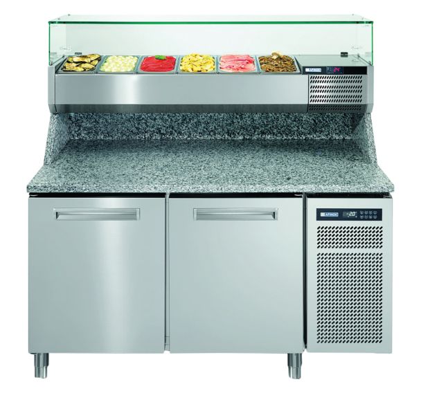 Meuble de préparation pizza, dessus granit et dosseret, 2 portes- PZSPR+ 820I