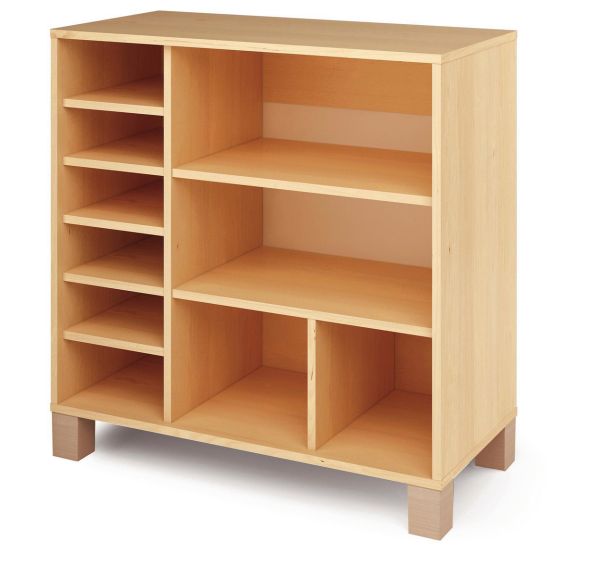 Meuble droit étagères + cases Confetti - finition bouleau