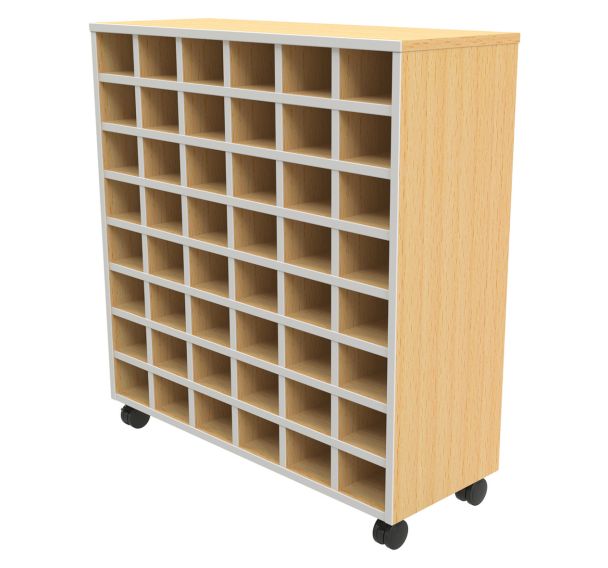 Meuble range serviettes 48 cases mélaminé sur roulettes