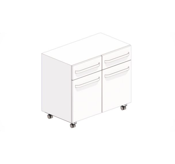 Meuble sous-paillasse avec 2 tiroirs - 2 portes - Asem