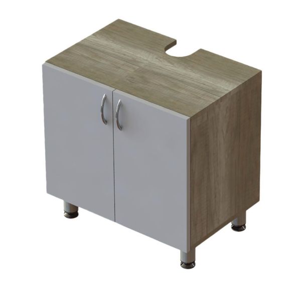 Meuble sous lavabo QuiétubTabac/Gris pied 9006 alu