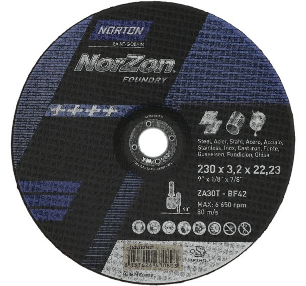 Meule de tronçonnage à moyeu déporté Norzon III Foundry fonte - Norton