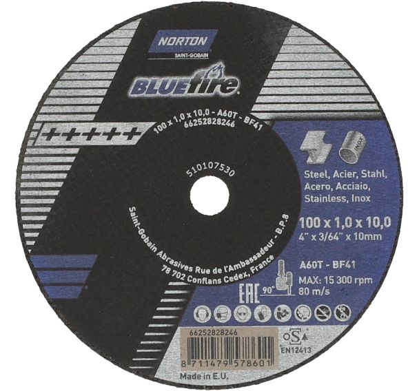Meule de tronçonnage plate Blue Fire - Norton