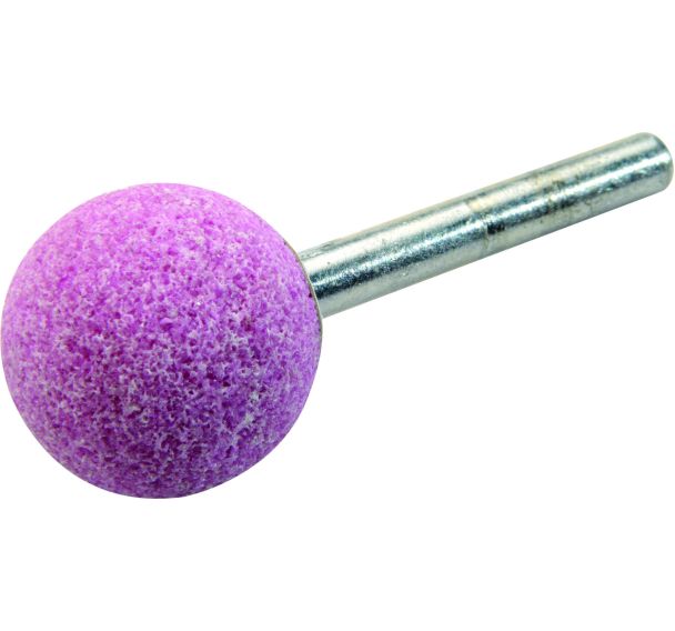 Meule tige Ø6x40 mm corindon rose spherique - Ø16 mm