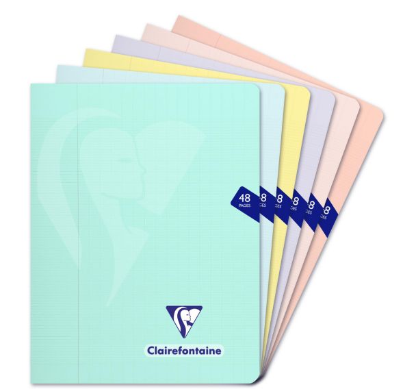 Mimesys PASTEL cahier piqué polypro 17x22cm 48p séyès coloris assortis