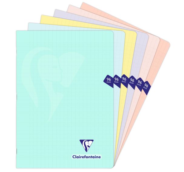 Mimesys PASTEL cahier piqué polypro 21x29,7cm 96p séyès coloris ass - Lot de 10