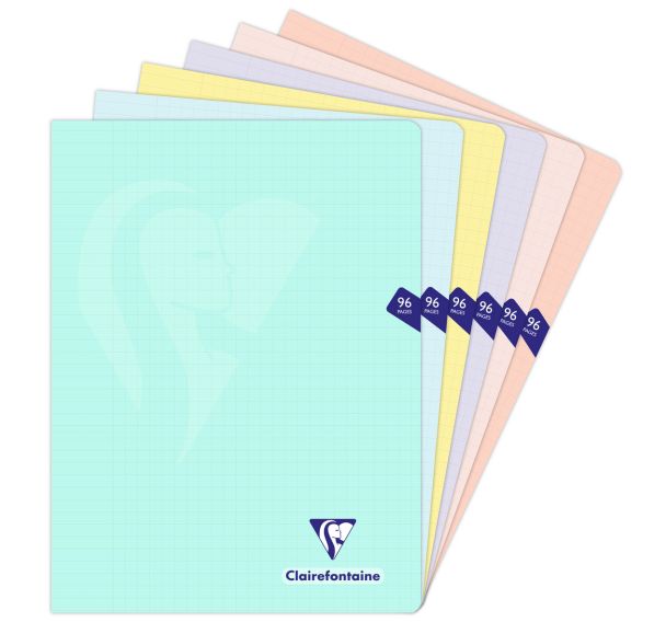 Mimesys PASTEL cahier piqué polypro 24x32cm 96p séyès coloris assortis - Lot de 10