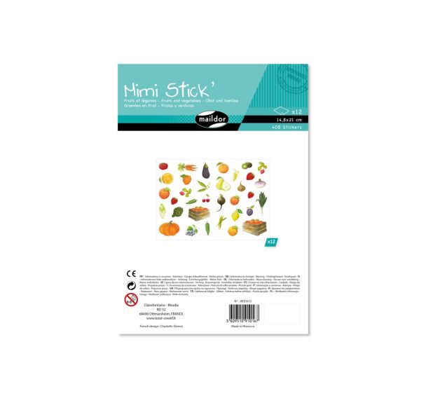 Mimi Stick', Sach 12 pl 21x16cm, Fruits et légumes