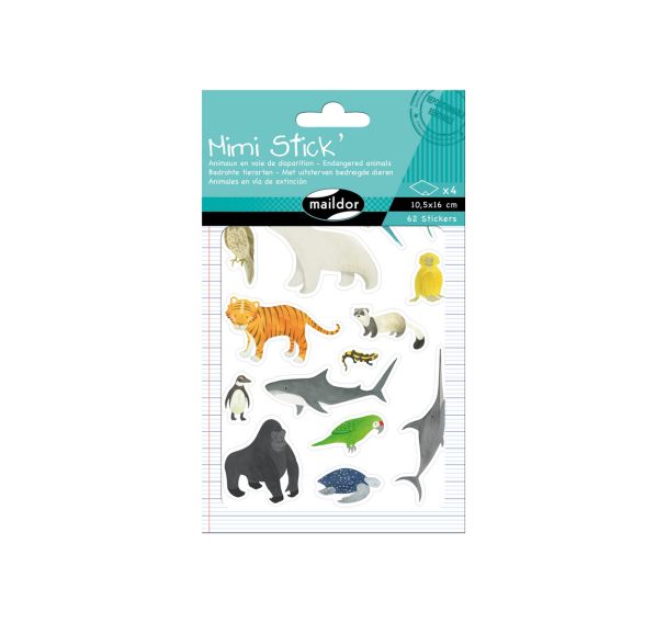 Mimi Stick', Sach 4 pl 10,5x16cm, Animaux en voie de disparition