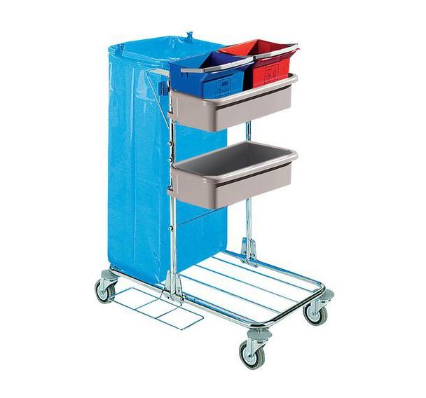 Mini-chariot de travail chromé 2 x 6 L Bleu