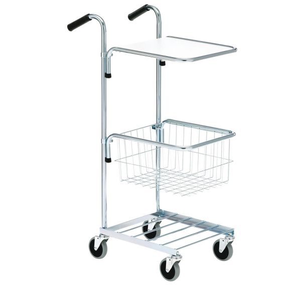 Mini chariot gris avec plateau et panier - Capacité 50 kg