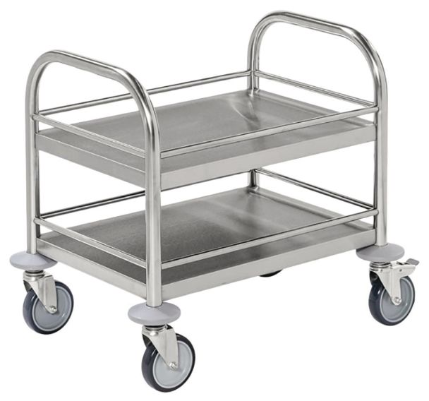 Mini chariot inox 2 plateaux