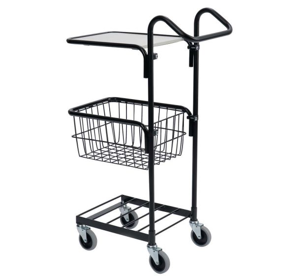 Mini chariot noir avec plateau et panier - capacité 50 kg
