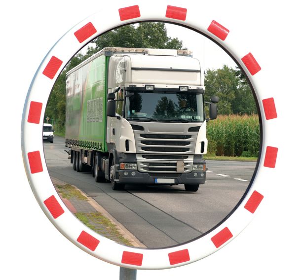 Miroir routier polycarbonate cadre rouge/blanc - Dancop