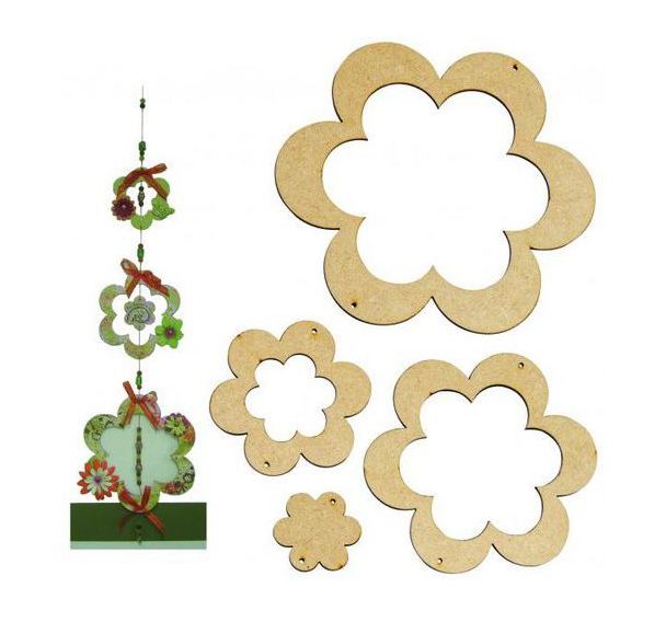 Mobile fleur bois à décorer (Lot de 6)