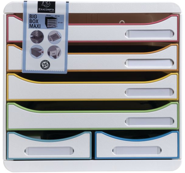 Module Big Box Maxi 6 tiroirs White Office Blanc/arlequin