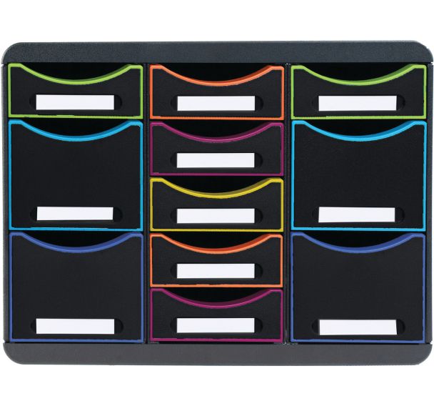 Module Storebox Multi 11 tiroirs Black Office Noir/arlequin