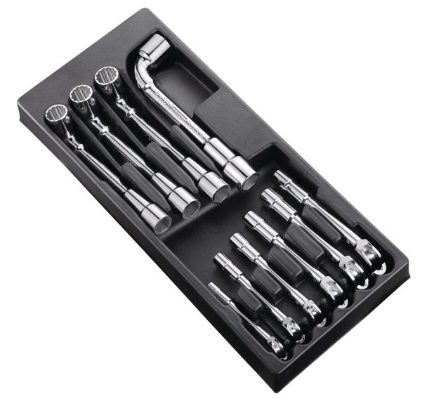 Module de 10 clés à pipe débouchées 6 pans x 6 pans