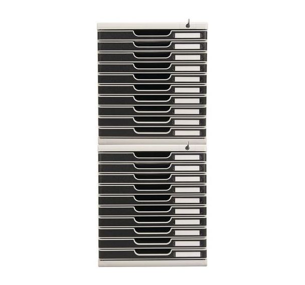 Module de classement 10 tiroirs fermables à clé gris/noir