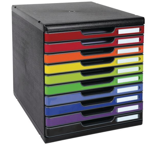 Module de classement Modulo A4 10 tiroirs noir/couleur - Exacompta