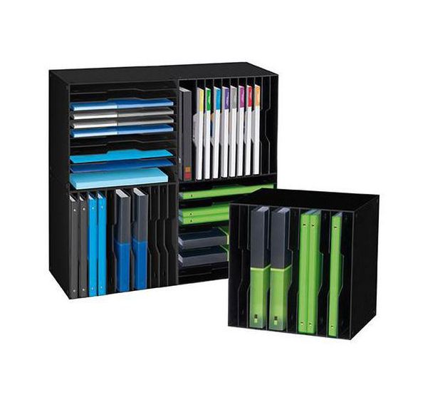 Module de classement noir 12 compartiments 35x35x25 cm