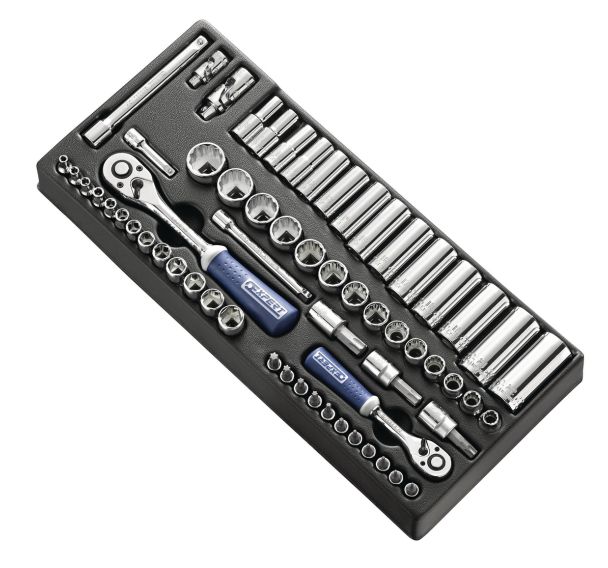 Module douilles et accessoires 1/4'' 3/8'' métriques 62 pièces / E034853