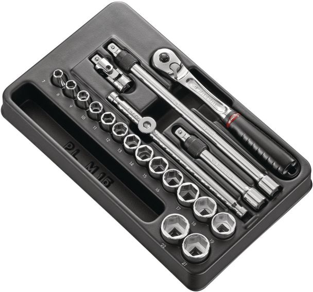 Module douilles 3/8 pouces 6 pans - 20 pièces à verrouillage