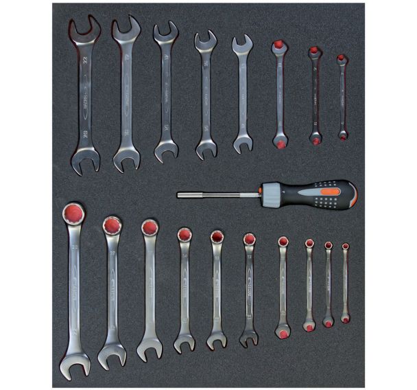 Module jeu clés mixtes et clés à fourche doubles 19 pièces