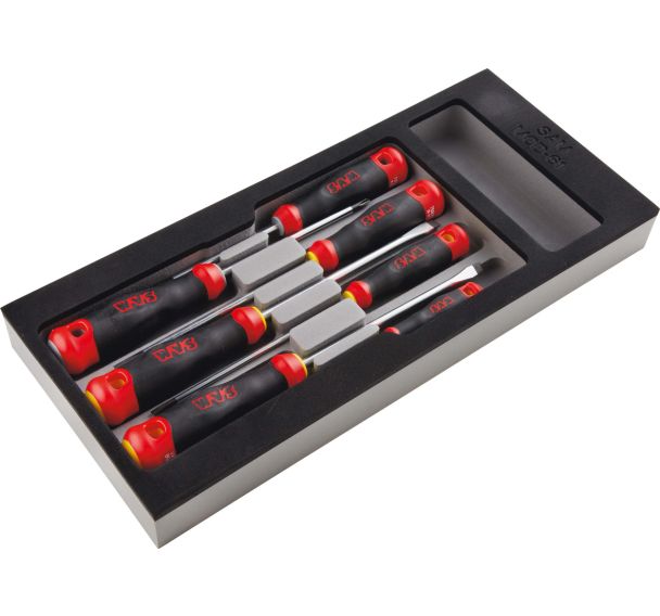 Module mousse 1/3 de 7 tournevis bi-matiere fente - Pozidriv