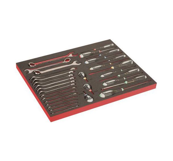 Module mousse 3/3 tournevis ERGO et clés mixtes 31 pièces
