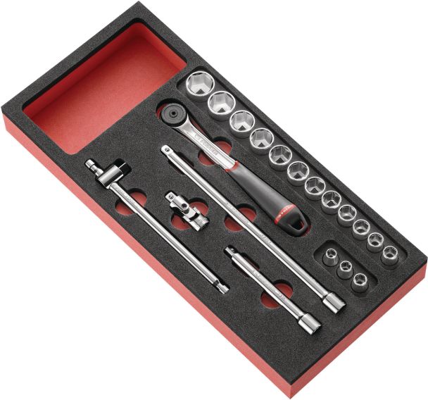 Module mousse cliquet douilles avec augmentateur 3/8 ''