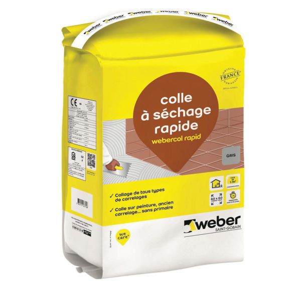 Mortier-colle pour carrelage - Webercol rapid 5 kg