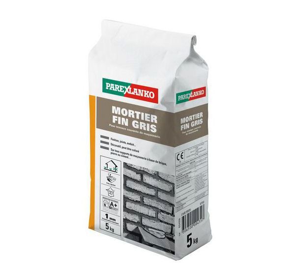 Mortier fin pour travaux courants de maçonnerie gris 5 KG