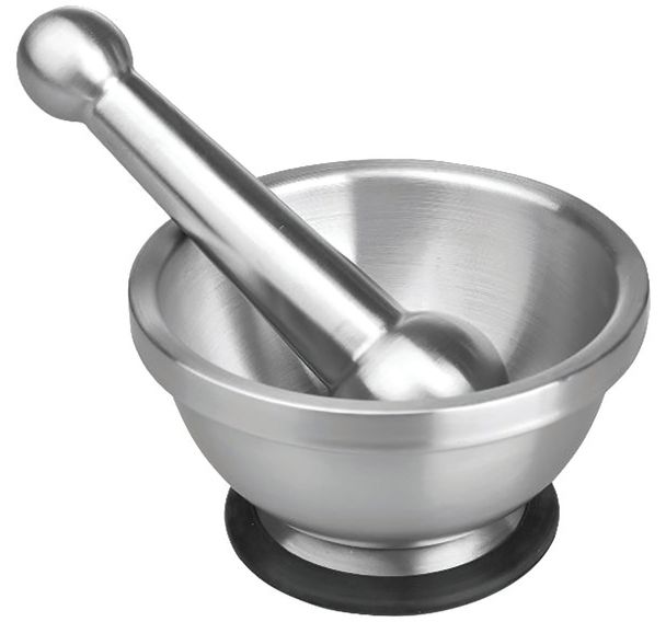 Mortier inox d.13.5cm x h.7.5cm avec pilon