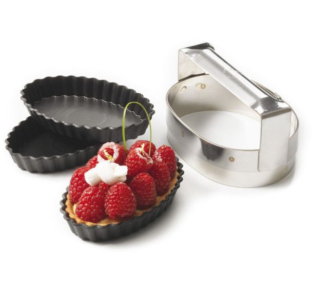 Moule à tartelette cannelé oblong Exoglass - Lot de 12