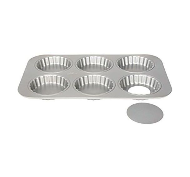 Moule amovible en acier de 6 tartelettes de 10cm