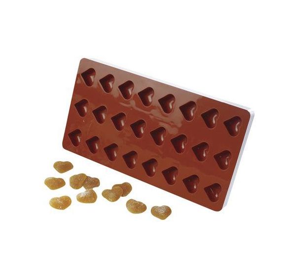 Moule flexible 24 empreintes pâtes de fruit coeur