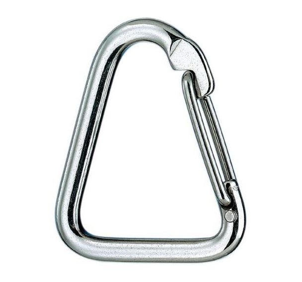 Mousqueton delta 80mm en inox pour sangle de 40mm