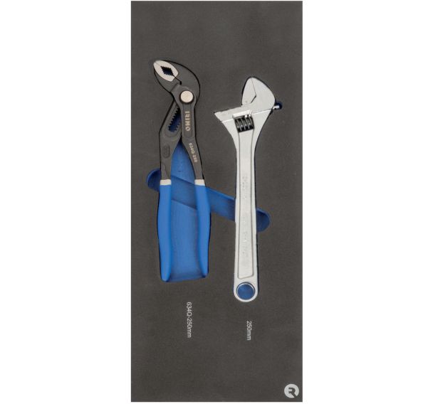 Mousse 1/3 Clé à molette et pince multiprise 2 pièces