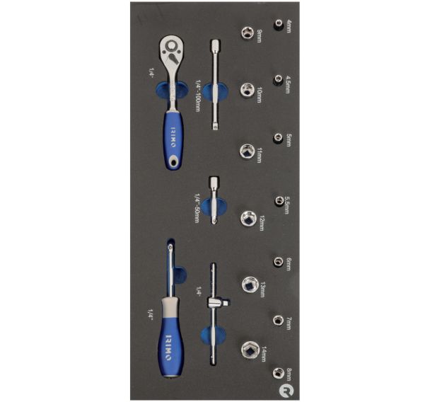 Mousse 1/3 Douilles 1/4" 18 pièces