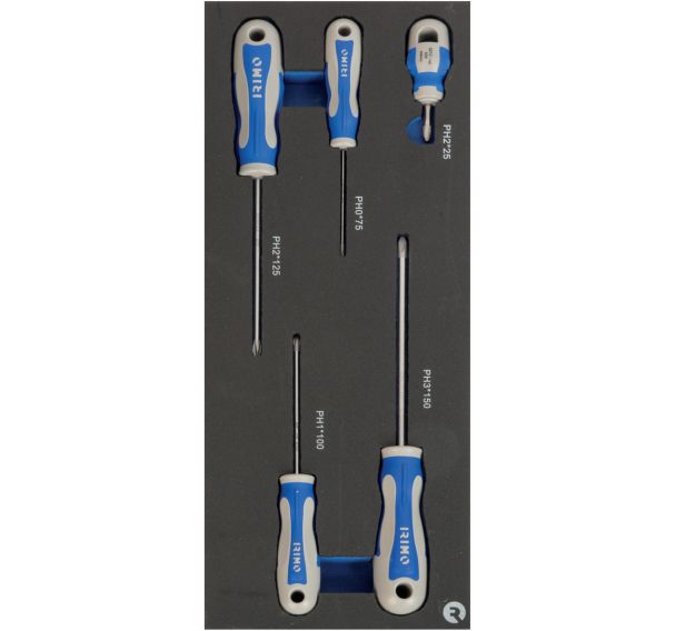 Mousse 1/3 Tournevis Phillips 5 pièces
