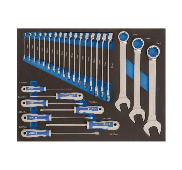 Mousse 3/3 Clés mixtes tournevis 27 pièces